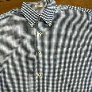 Peter Millar Seaside Finish Men’s Large Button Down Long Sleeve Shirt Blue